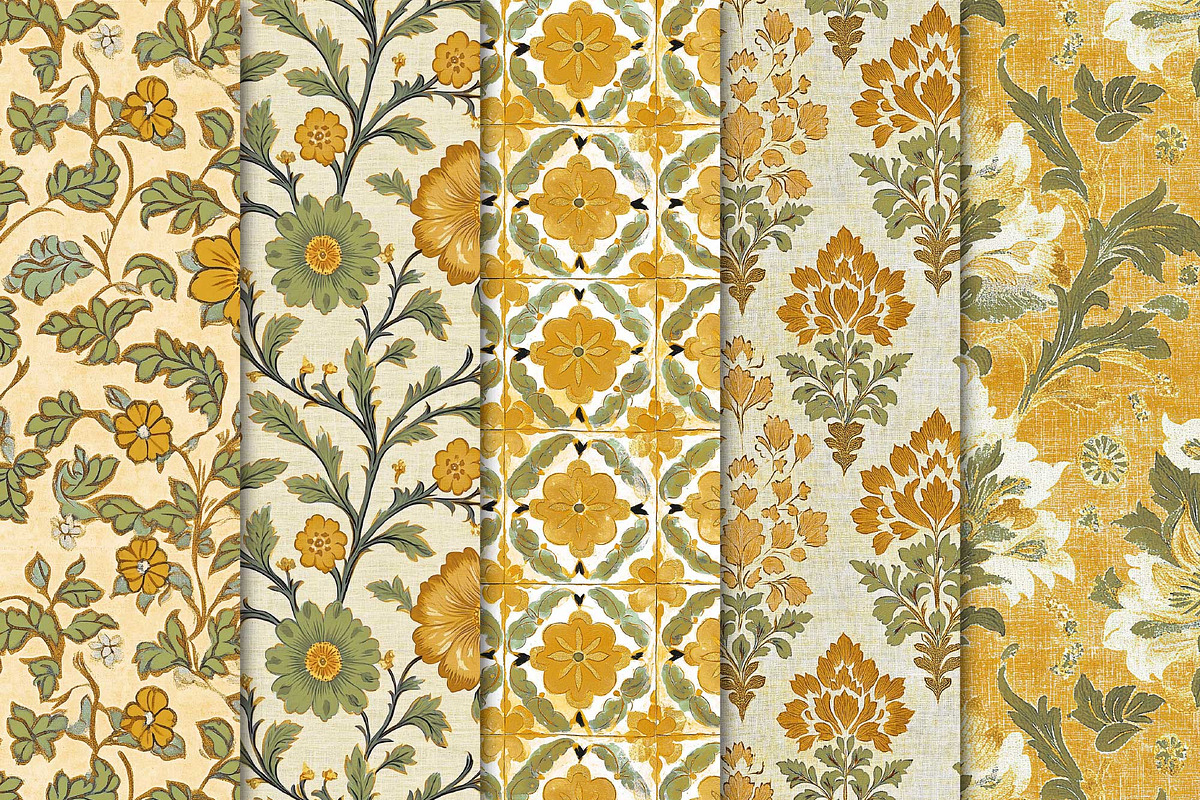 Block Print Digital Paper Set, a Pattern Graphic by Maishop (Photo 3 of 4)