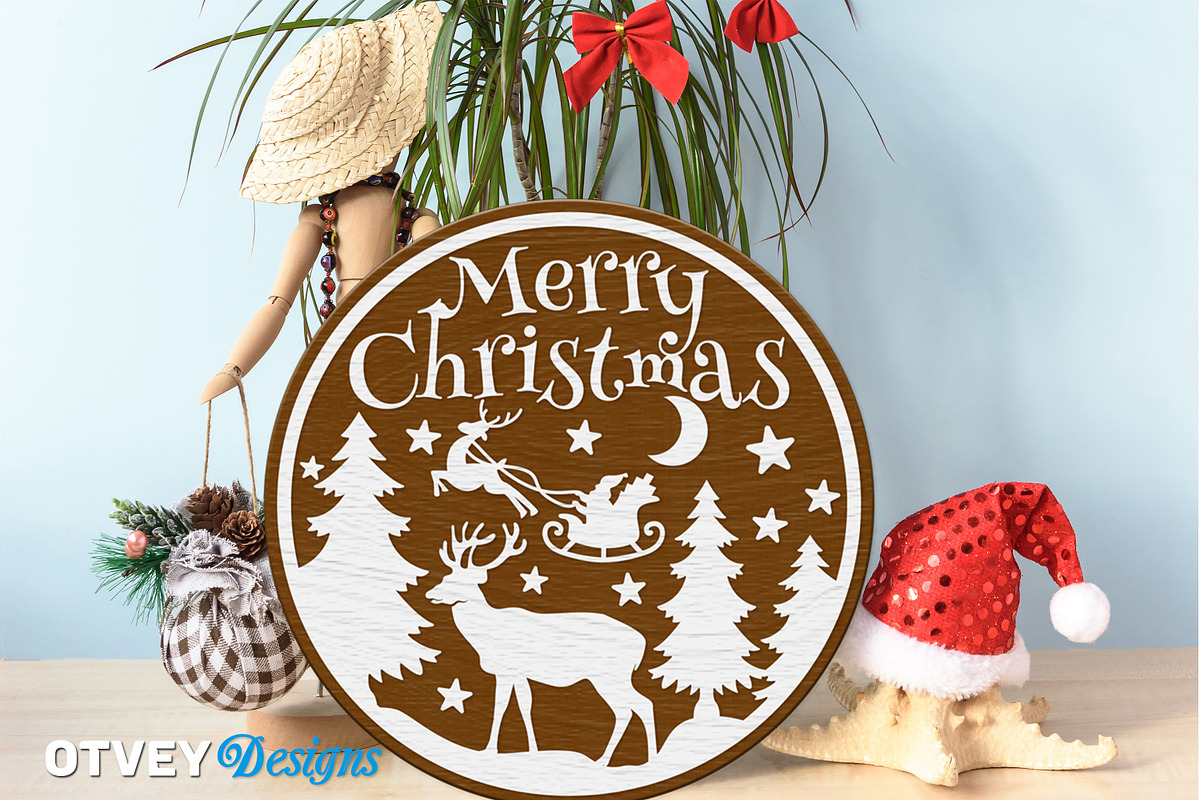 Merry Christmas Door Hanger LaserCut, a Decorative Illustration by OTVEY DESIGN (Photo 10 of 13)