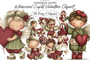 Whimsical Cupid Valentine Clipart, an Illustration by designcity5