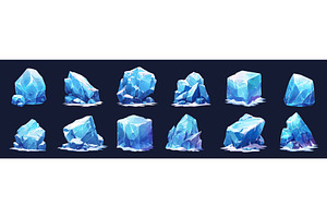 ice block cartoon set. frozen blocks, an Object Illustration by Stock-Smart-Start
