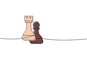 Linear minimalist outline of a rook, an Illustration by GraphiShop