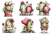 Whimsical Cactus Valentine's Clipart, an Illustration by Dream Creation (Thumbnail 5 of 6)