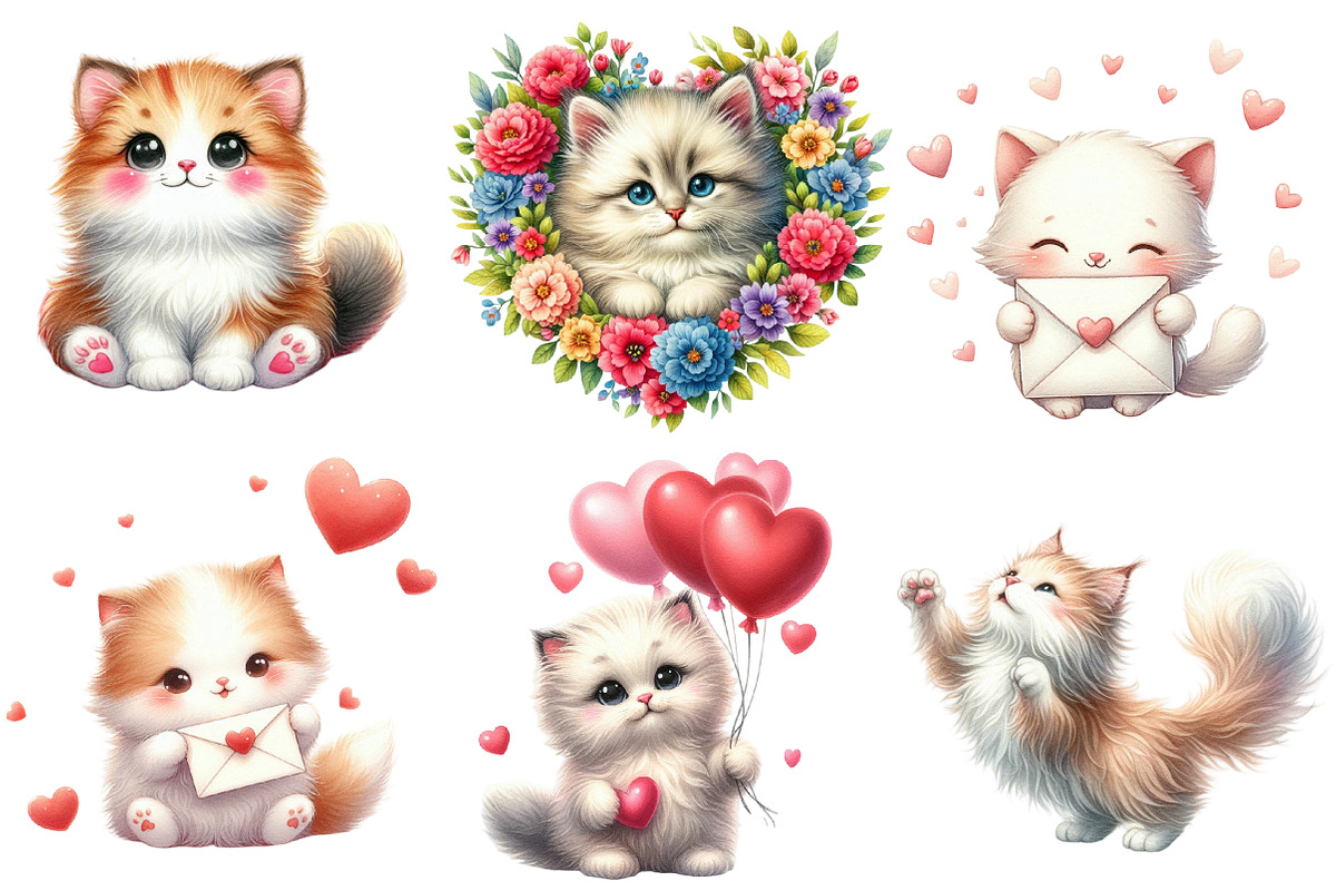 Valentine's day cat Clipart, an Illustration by Designworld (Photo 4 of 4)