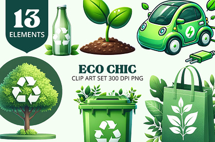 Eco Friendly Clipart PNG Set