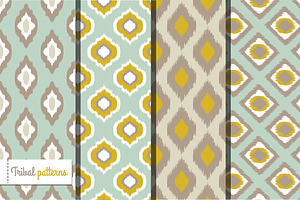 Retro ikat tribal seamless patterns