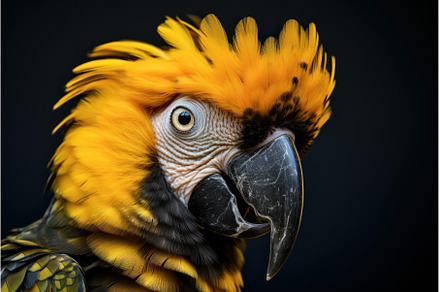 Exotic Yellow black parrot head, an Animal Photo by Ylivdesign