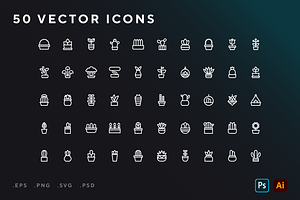 House plants icons, an Outline Icon by Wencory