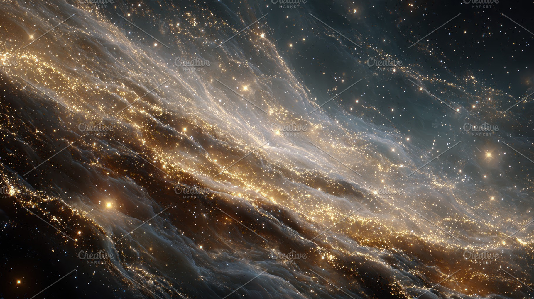 Golden Nebula Cosmic Dust Space Star, a Photo by Pixeness Studio