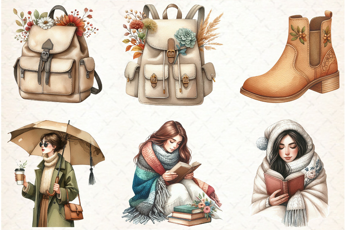 Autumn Clipart Cozy Fall Clipart, an Illustration by Libby Wishes (Photo 5 of 11)