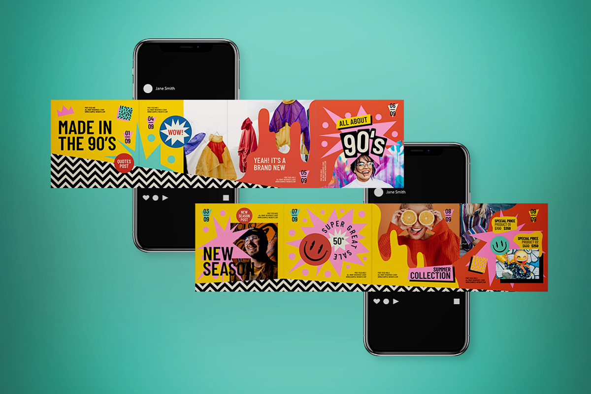 90s Fashion Carousel Social Media, a Social Media Template by The Good Store (Photo 3 of 6)