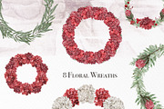 Red Burgundy & White Floral Clipart, an Illustration by May • SHO (Thumbnail 8 of 13)