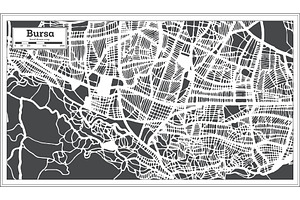 Bursa Turkey City Map In Retro Style