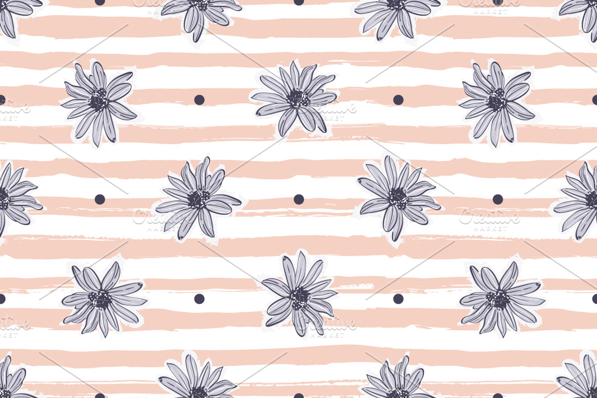 Flowers & stripes - Cards & Patterns, a Decorative Illustration by ClipartMuchLove (Photo 13 of 13)