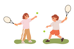 Happy little boy and girl are, a Sport Illustration by Vectorbuum