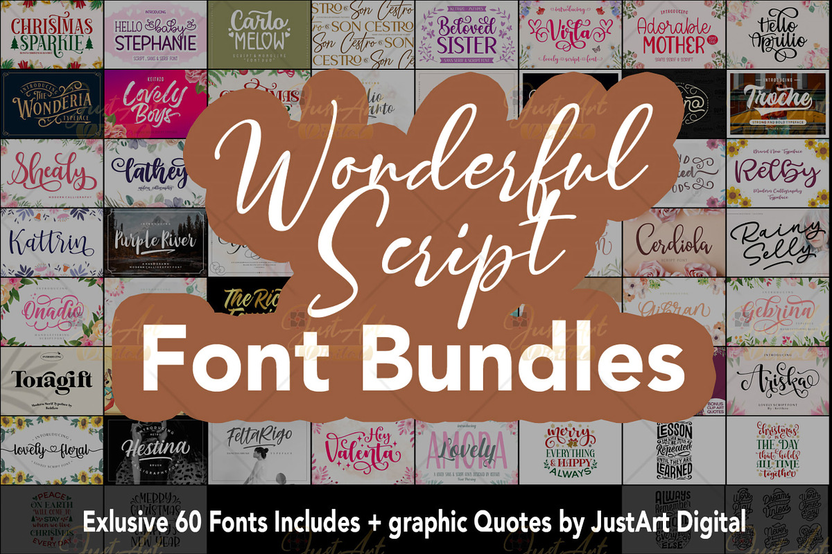 Wonderful Script Font Bundle, a Script Font by JustArtDigital (Photo 1 of 4)