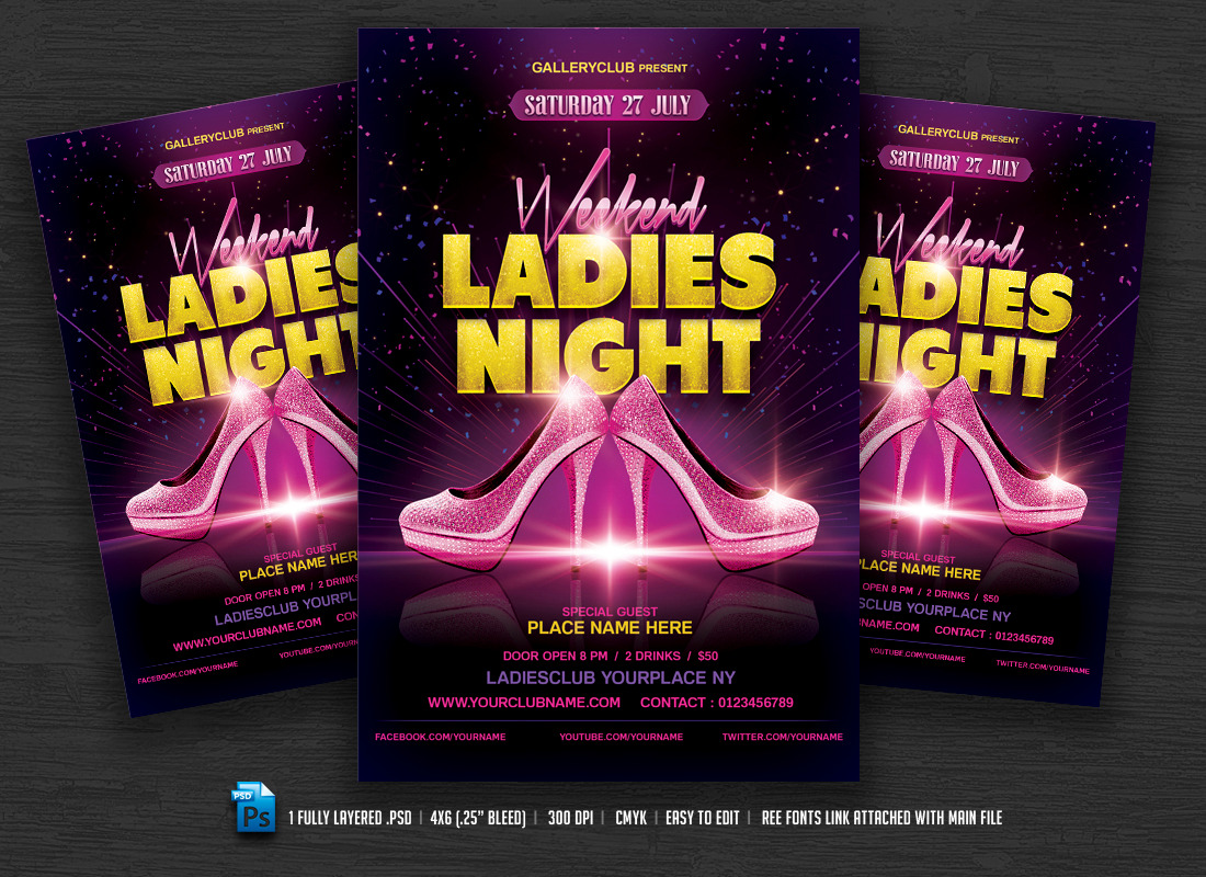 Weekend Ladies Night Flyer, a Flyer Template by DesignWorkz