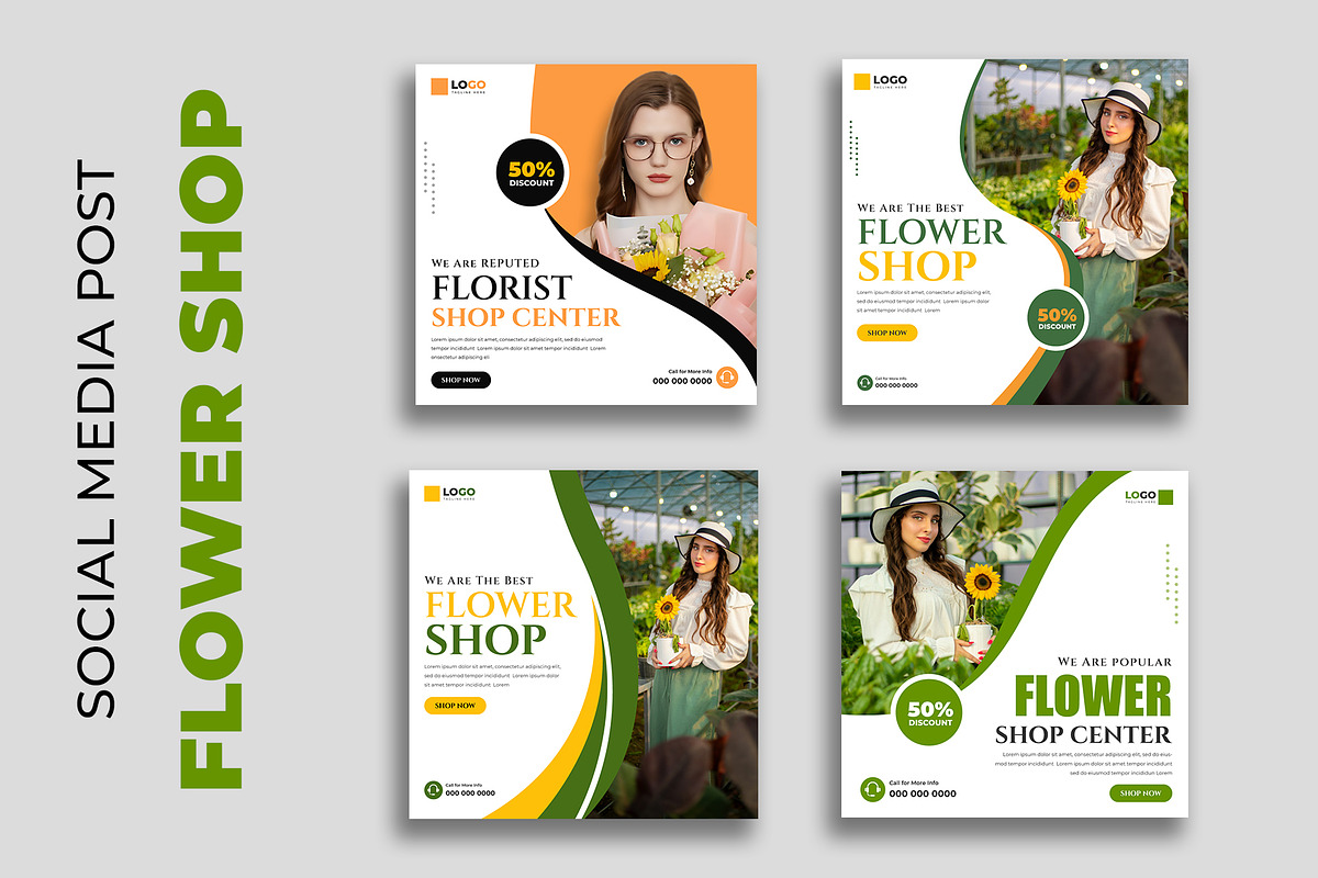 Flower Shop social media post banner, a Social Media Template by nandinigraphics