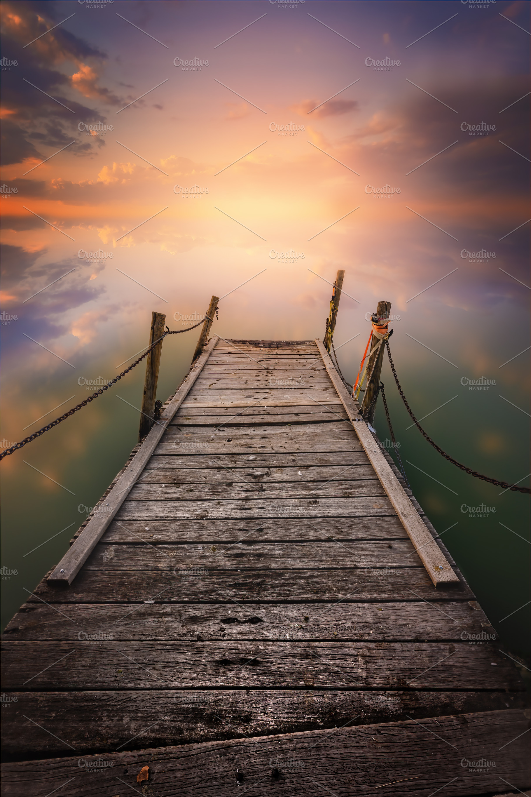Rustic Pier on a Calm Lake with a Dr, a Nature Photo by Perpis