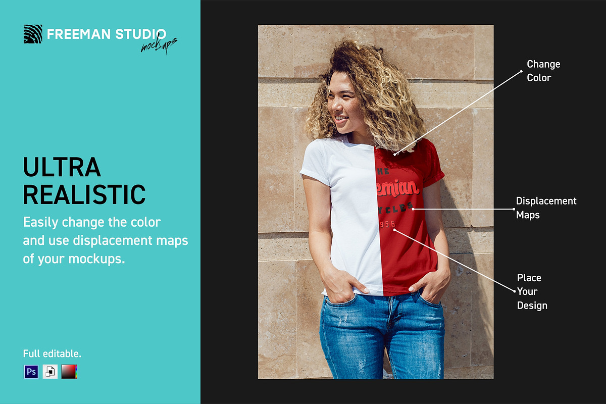 T-Shirt Mock-Up Set, a Shirt Mockup by Freeman Studio (Photo 3 of 16)