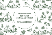 Dinosaur Illustrated Toile Pattern, a Background Graphic by Hughes Studio (Thumbnail 1 of 8)