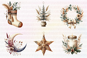 Boho Christmas Clipart Bundle, an Illustration by CreationArt (Thumbnail 2 of 7)