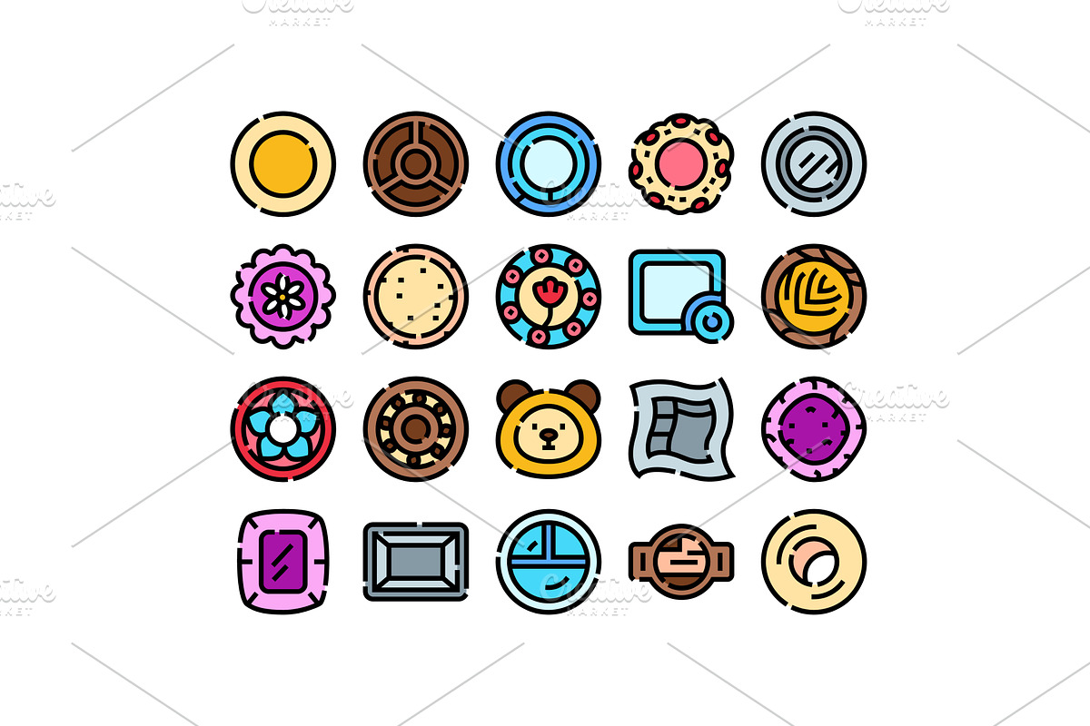Decorative icons collection creating, an Illustration by pikepicture