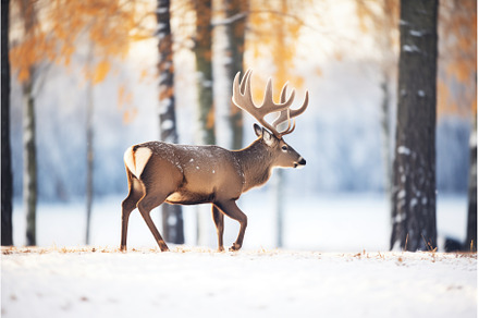 elk with snow-dusted back in chilly, an Animal Photo by Sergey Kotenev