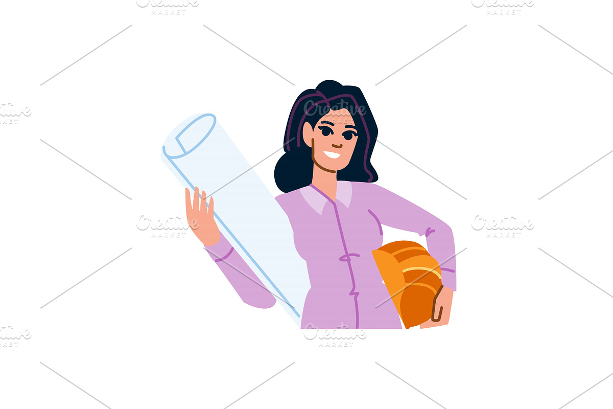 Confident female architect holding, an Illustration by pikepicture
