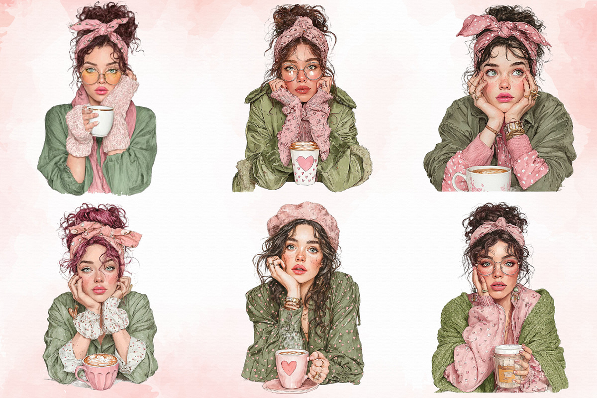 Whimsical Valentine Coffee Girl Clip, an Illustration by Libby Wishes (Photo 6 of 7)