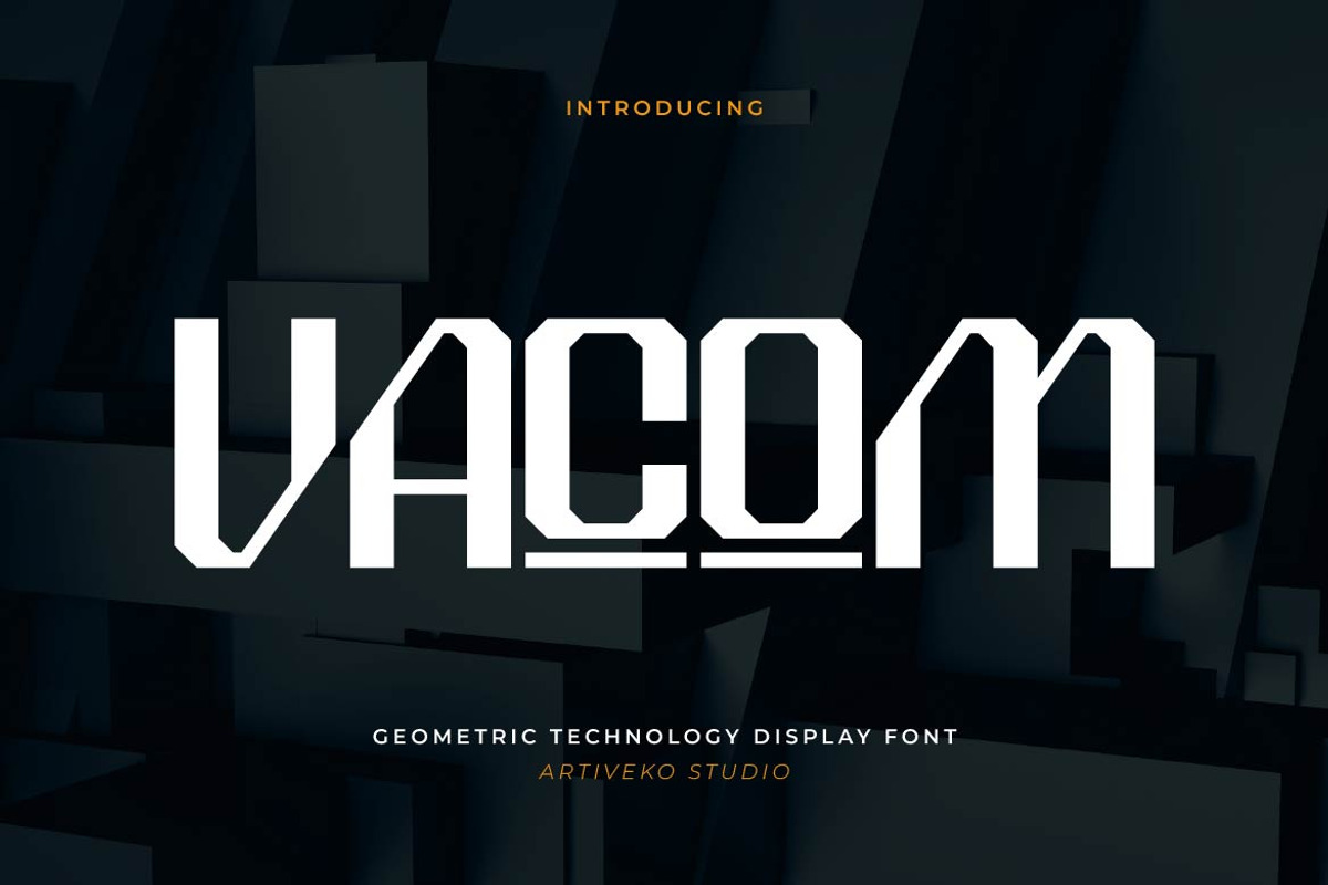 Vacom – Geometric Technology Display, a Sans Serif Font by Artiveko (Photo 1 of 8)