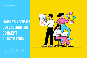 Marketing Team Collaboration Concept, a Work Illustration by Partikusi Design