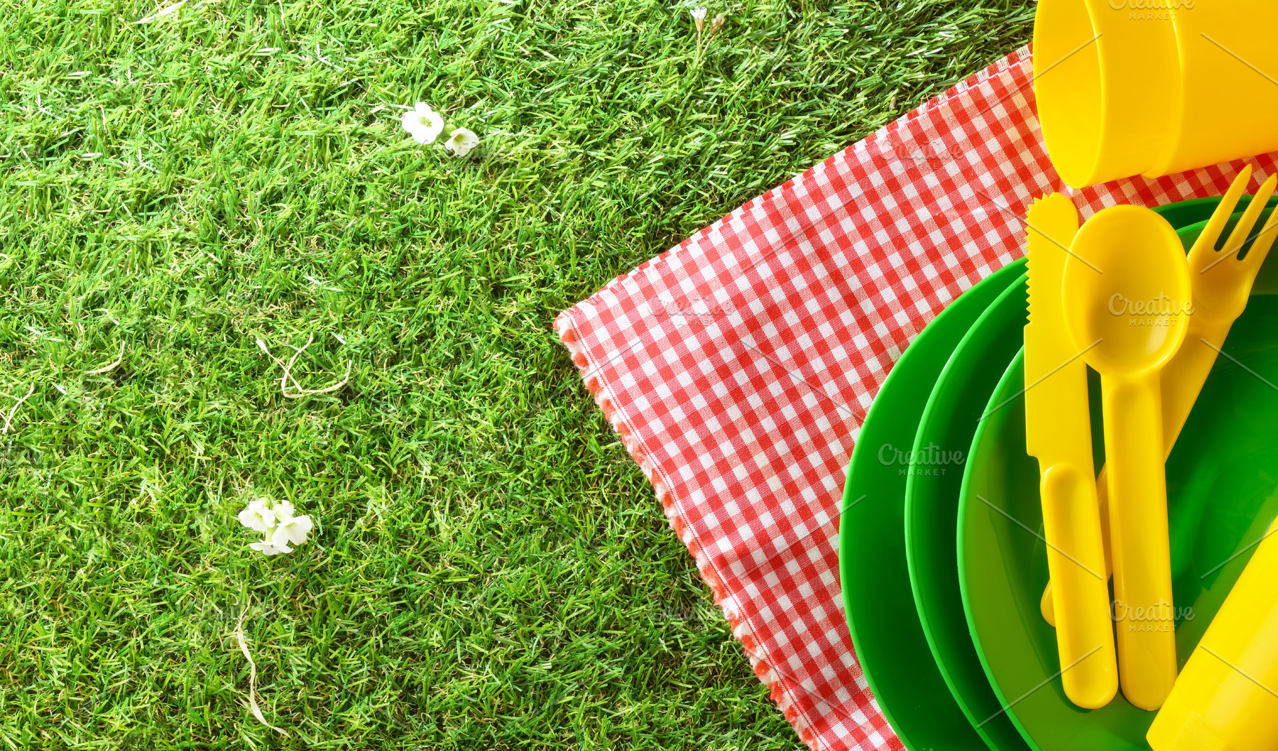 Picnic Tableware on Checkered Blanket, a Holiday Photo by Davizro's Market