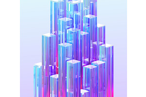 Neon glass pillars 3d background, a Textures & Material 3D Model by Marozhkastudio