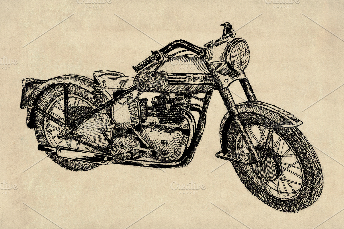 Classic Motorcycle Illustration Pack, an Illustration by Doggy Days (Photo 9 of 10)