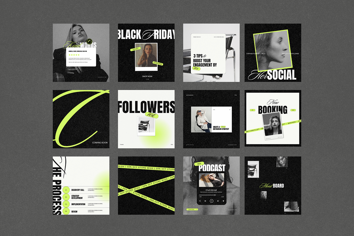 Bold Neon Social Media Templates, a Social Media Template by Row Creative (Photo 9 of 10)
