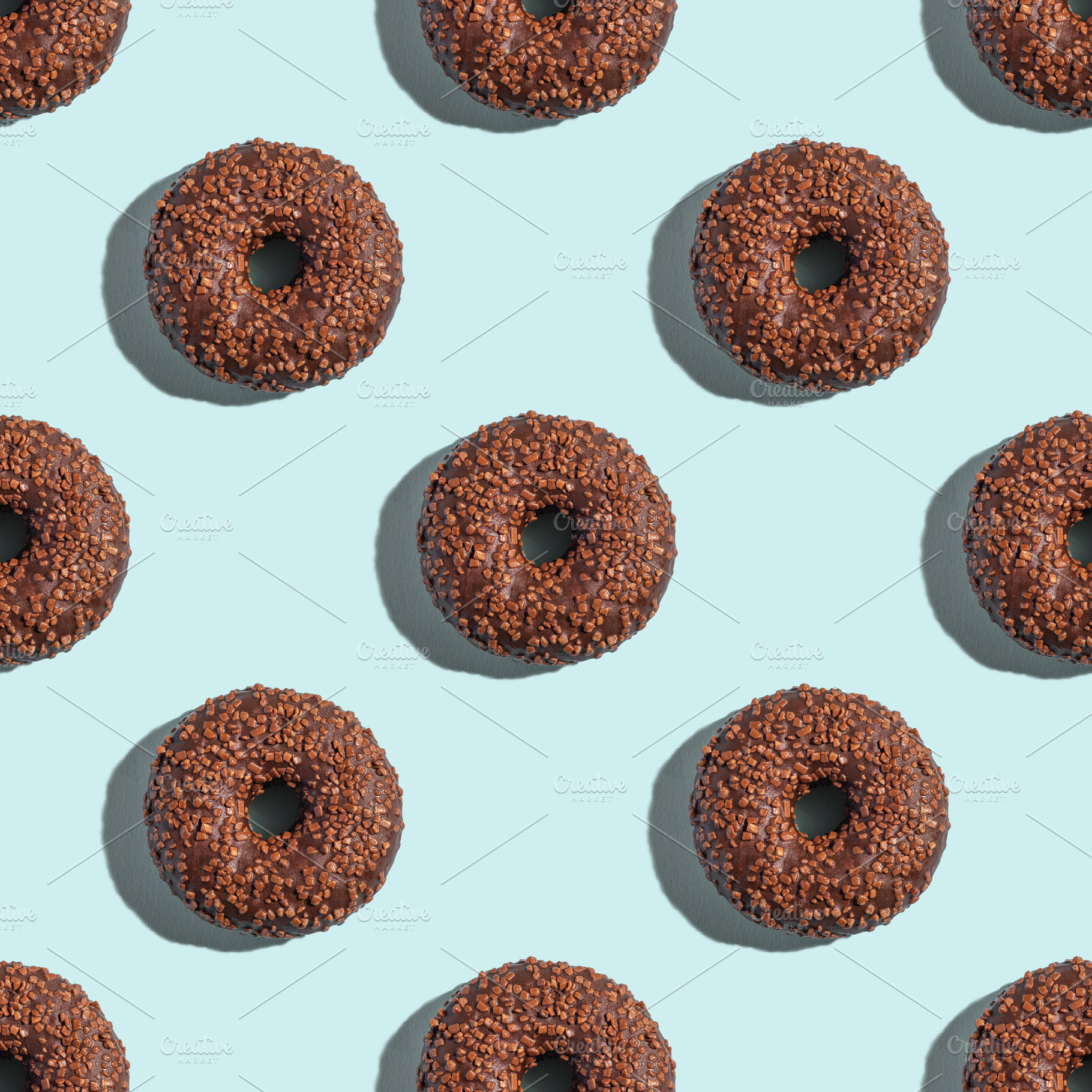 Chocolate donuts pattern, a Food & Drink Photo by Frostroomhead