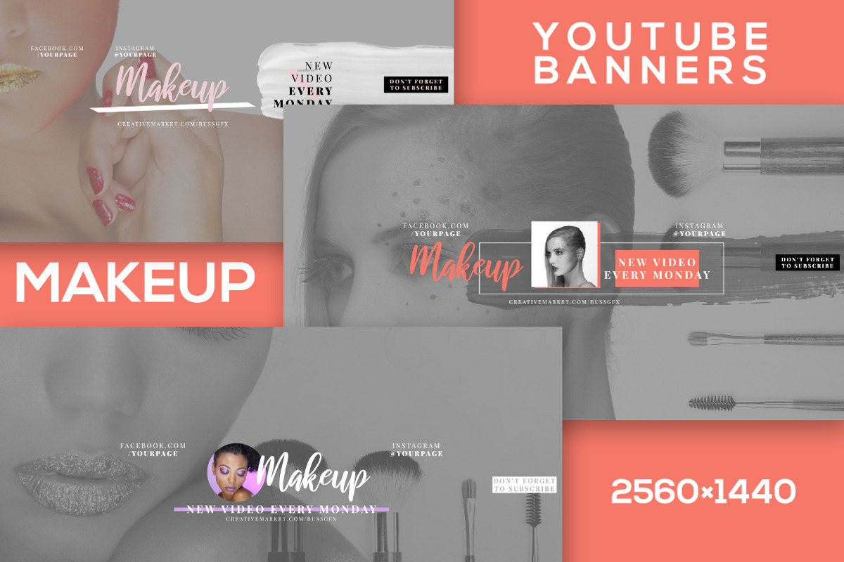 Makeup Youtube Banners, a Social Media Template by RussGFX (Photo 1 of 7)