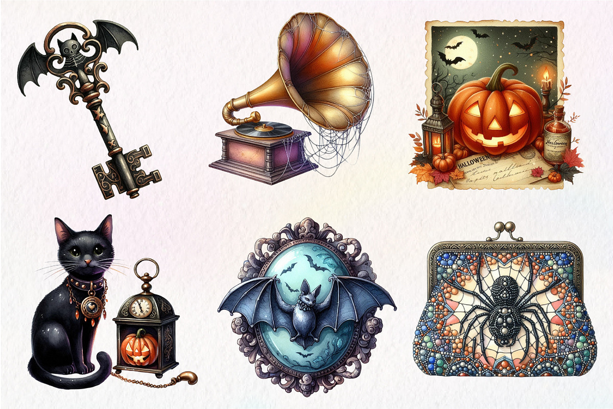1920 Vintage Halloween Clipart, an Illustration by Dream Creation (Photo 4 of 7)