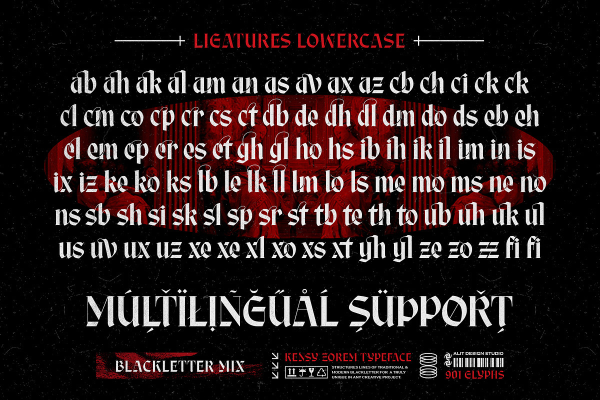 Kensy Zorem Typeface, a Blackletter Font by alit design (Photo 19 of 20)