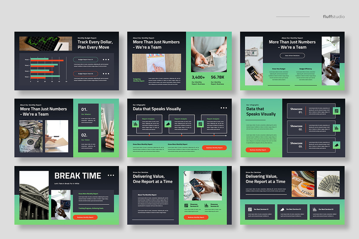 Monthly Report Keynote Template, a Presentation Template by fluffstudio (Photo 3 of 4)