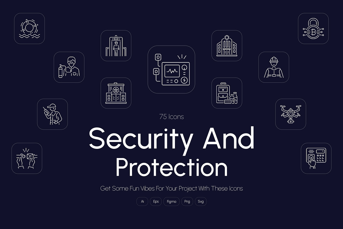 Security and Protection Icon Set, an Outline Icon by Prosymbols (Photo 1 of 7)