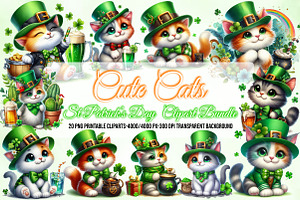 St Patrick’s Day Cats Sublimation, a Seasonal Illustration by Craft Nest