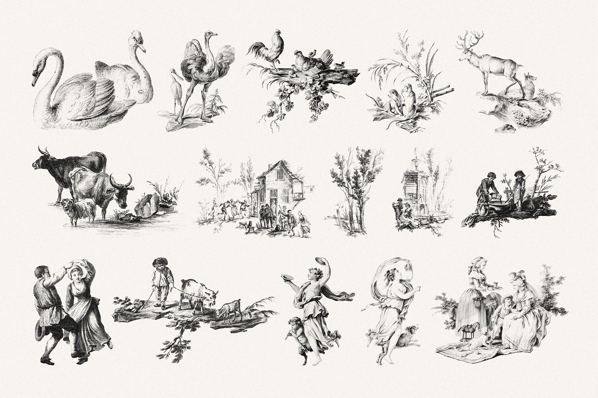 Victorian Toile PNG Illustration Kit, a Decorative Illustration by Century Library (Photo 2 of 8)
