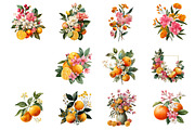 Watercolor Flower And Orange Clipart, an Illustration by DreamCafeArt (Thumbnail 3 of 7)