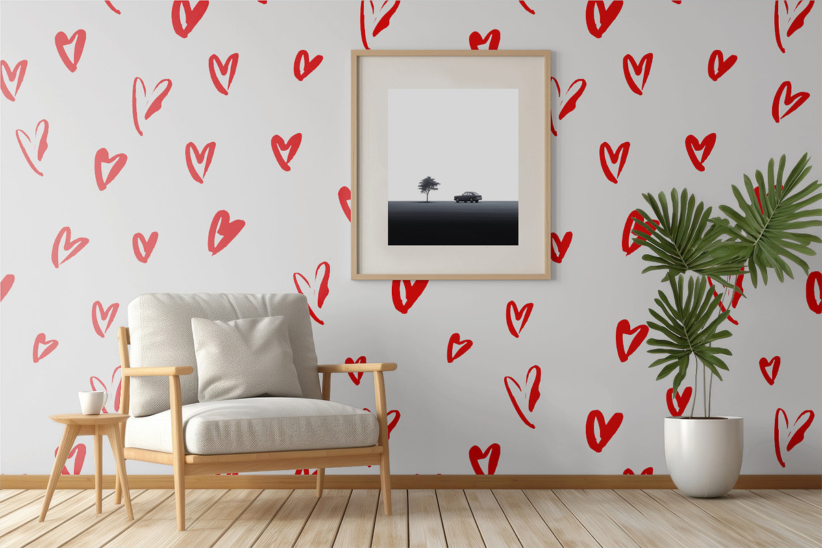 Sketched Red Hearts, a Wallpaper Graphic by MalyskaStudio (Photo 2 of 6)