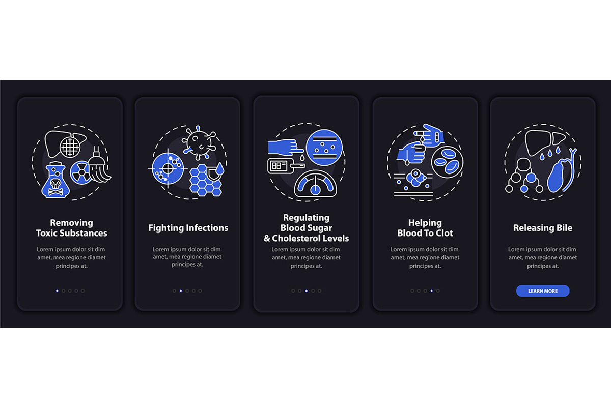 Hepatic functions mobile app pages, a Templates & Theme by IMG Visuals