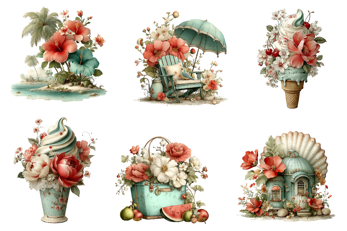 Whimsical Summer Clipart Bundle, an Illustration by CreationArt (Photo 5 of 6)