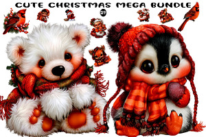 Cute Christmas Mega Bundle, a Seasonal Illustration by CreationArt