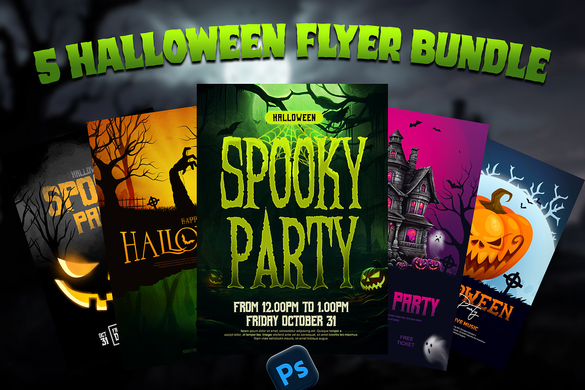 Halloween Poster/Flyer Bundle Vol.1, a Poster Template by Black Spade Design (Photo 1 of 6)