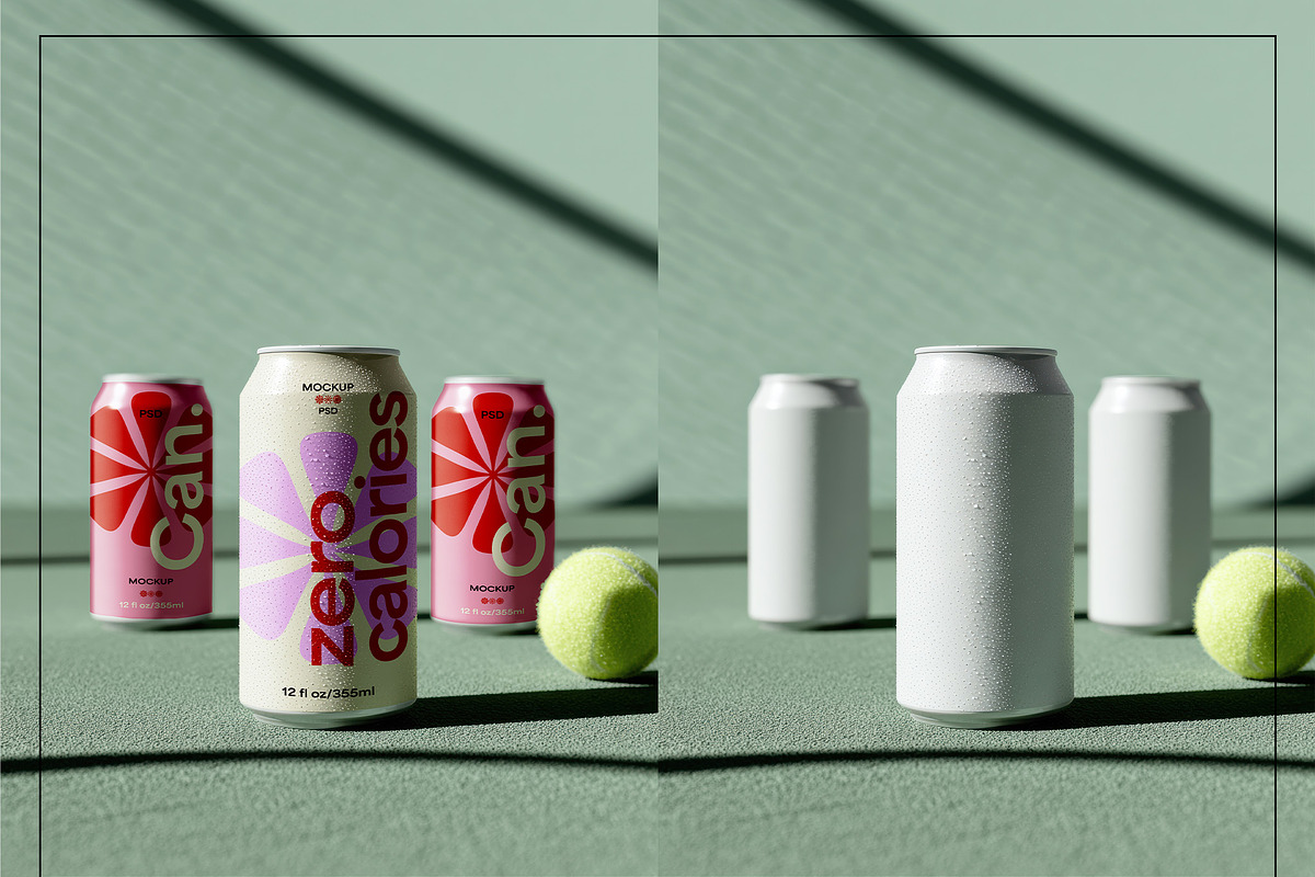 Soda Can Mockup Set, a Packaging Mockup by Mego-studio (Photo 8 of 11)